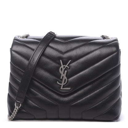 Saint Laurent Calfskin Y Quilted Monogram Small Loulou Chain Satchel Black 1 of 9