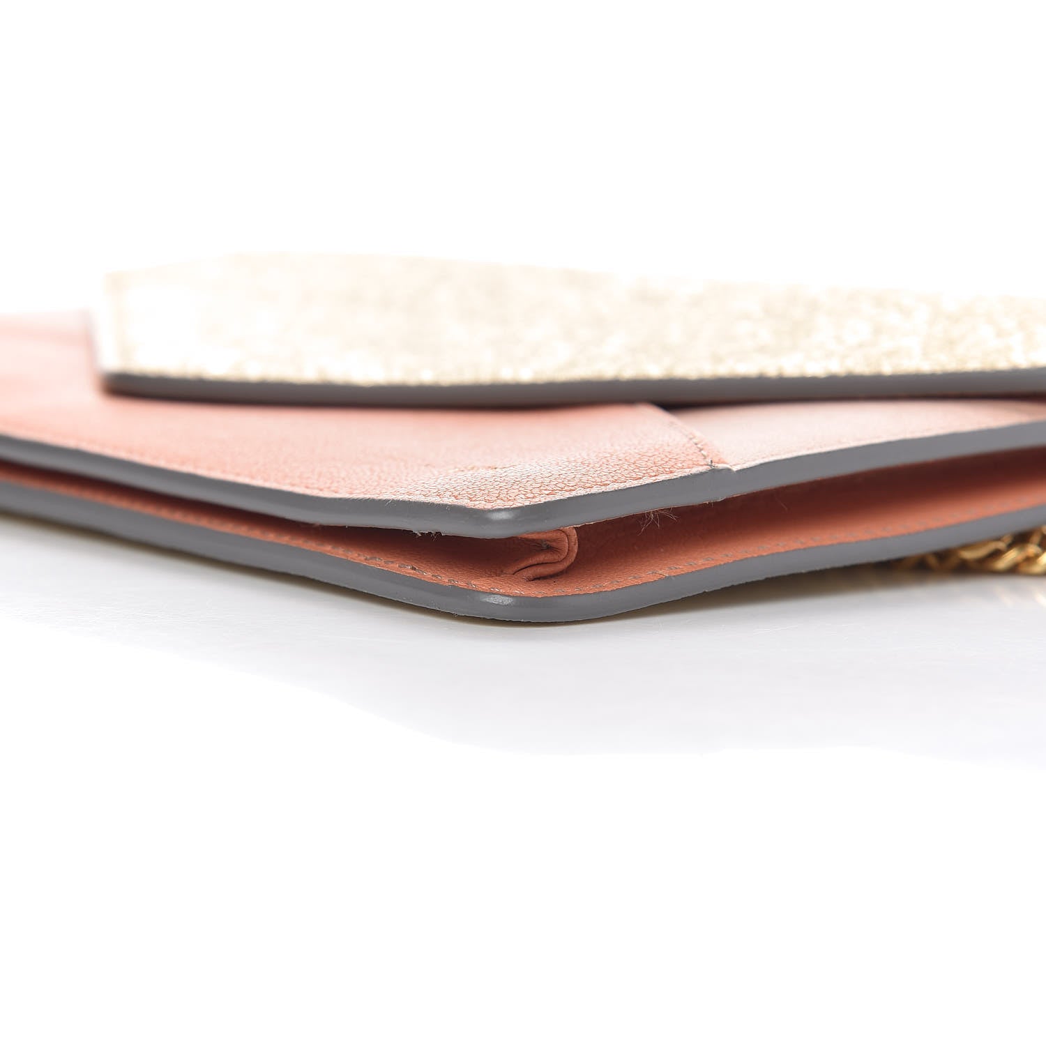 Chloe Metallic Calfskin Patchwork Chain Wallet Blush Nude 11 of 12