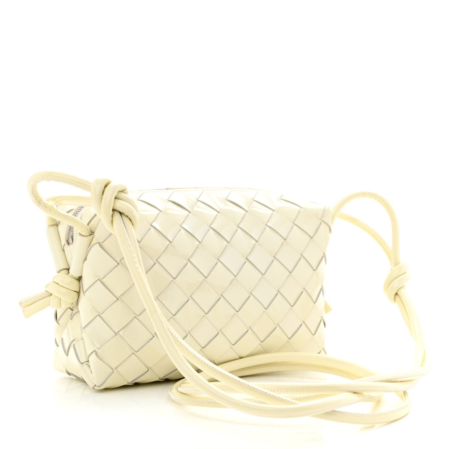 Bottega Veneta Patent Nappa Intrecciato Mini Loop Camera Bag White 3 of 10