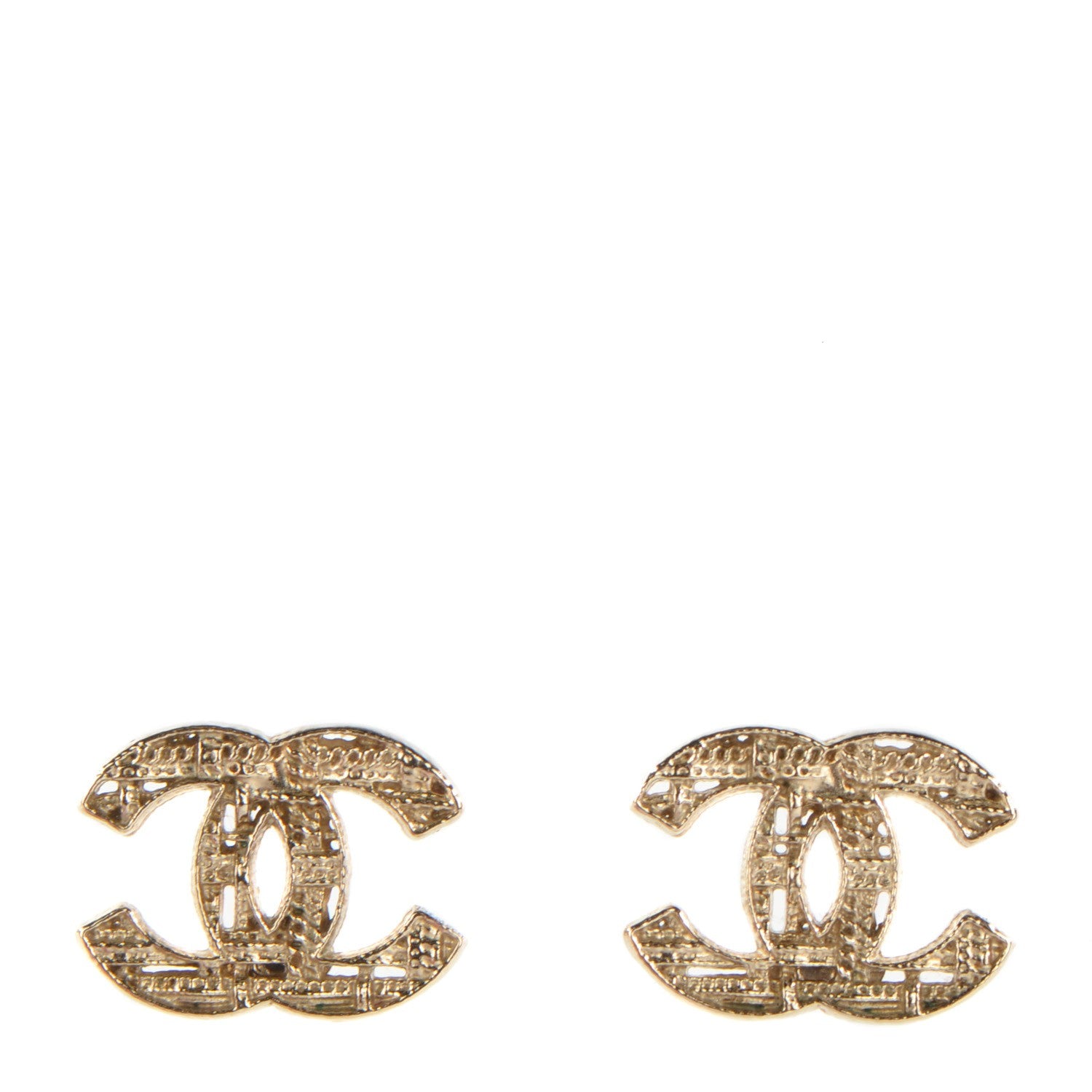 Chanel Tweed Effect CC Earrings Gold 1 of 5
