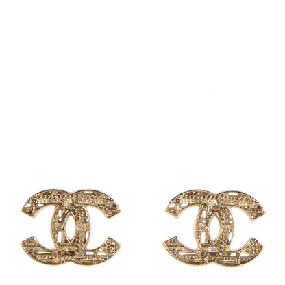 Chanel Tweed Effect CC Earrings Gold 1 of 5
