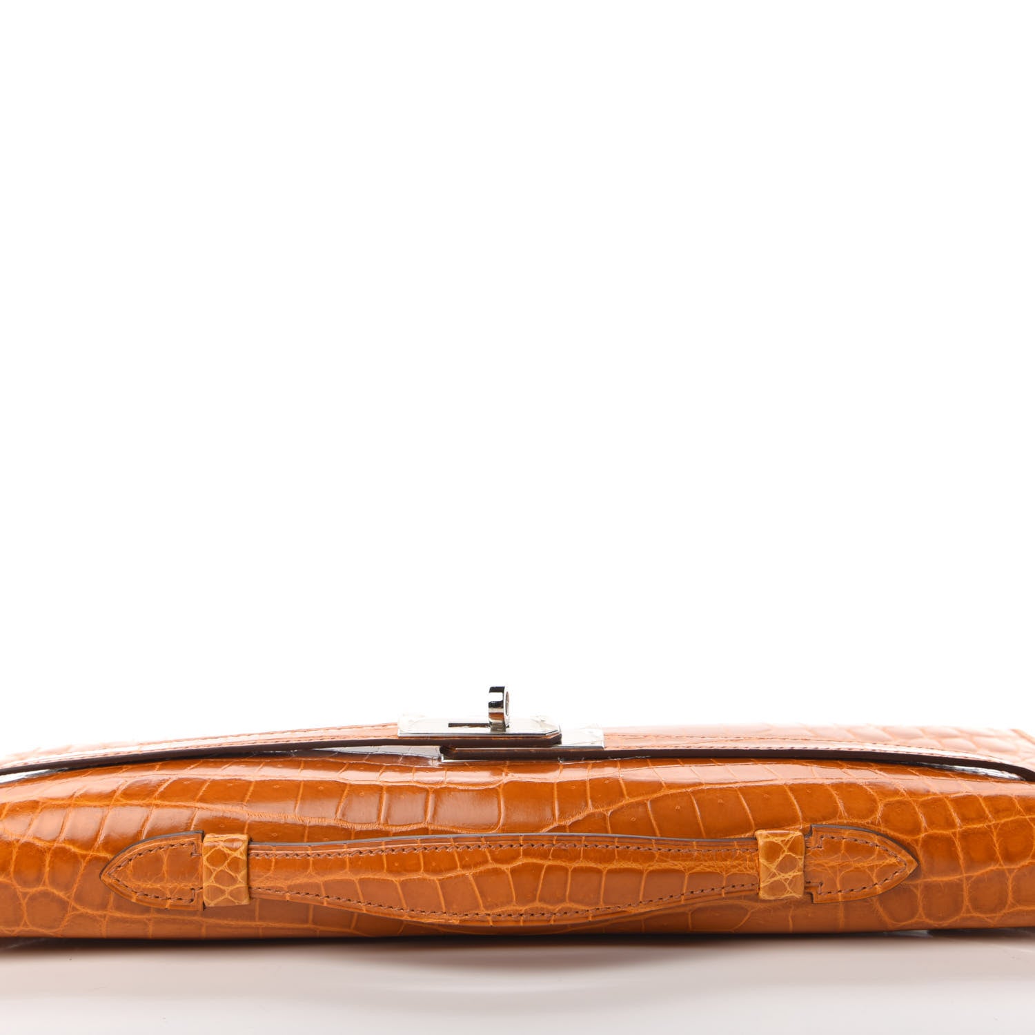 Hermes Shiny Niloticus Crocodile Kelly Cut Pochette Pain D'Epice 8 of 22