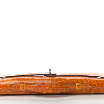Hermes Shiny Niloticus Crocodile Kelly Cut Pochette Pain D'Epice 8 of 22