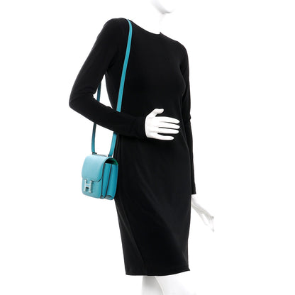 Hermes Epsom Enamel Constance 18 Bleu Paon Menthe 2 of 17