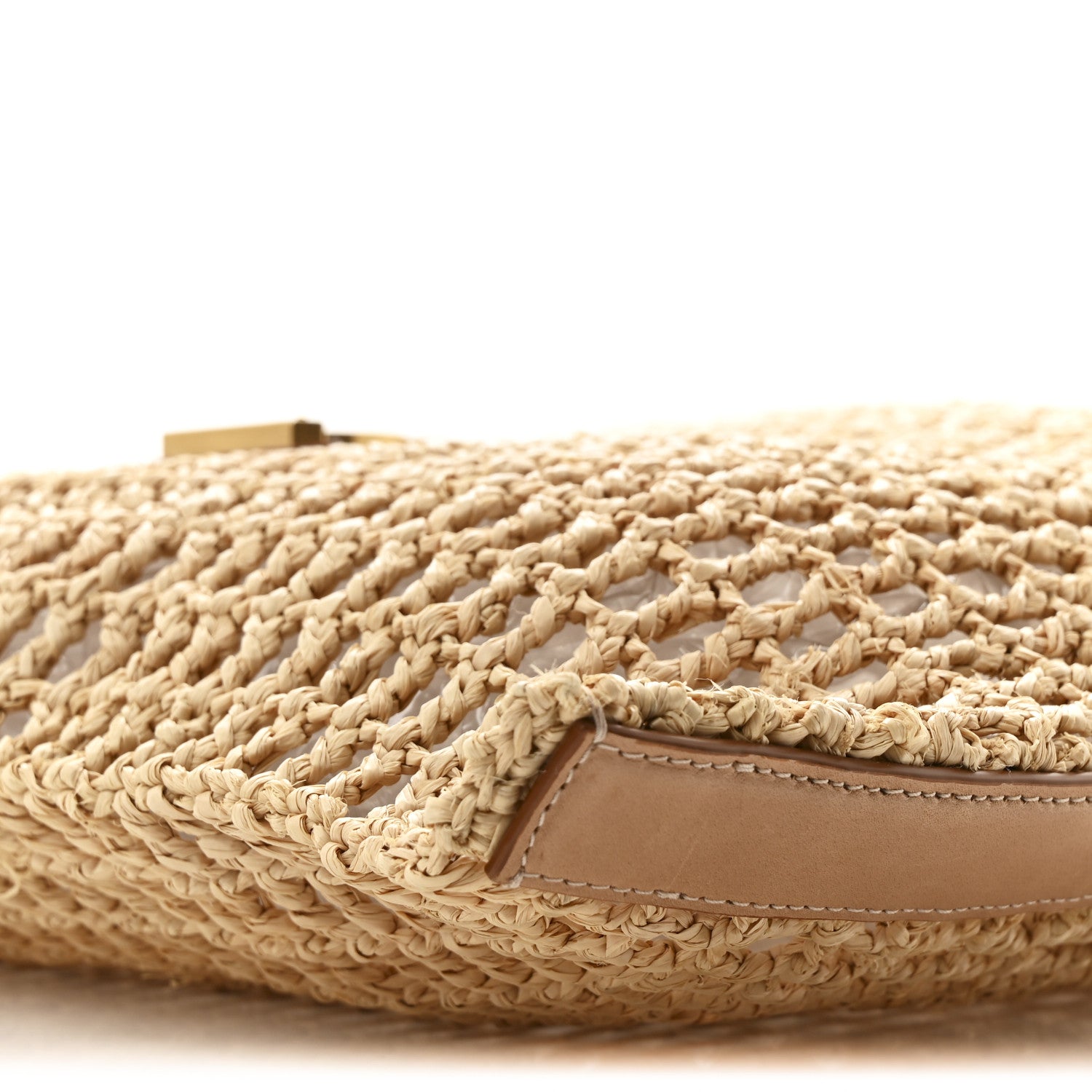 Saint Laurent Raffia Calfskin Oxalis Shoulder Bag Naturale Vintage Brown 9 of 10