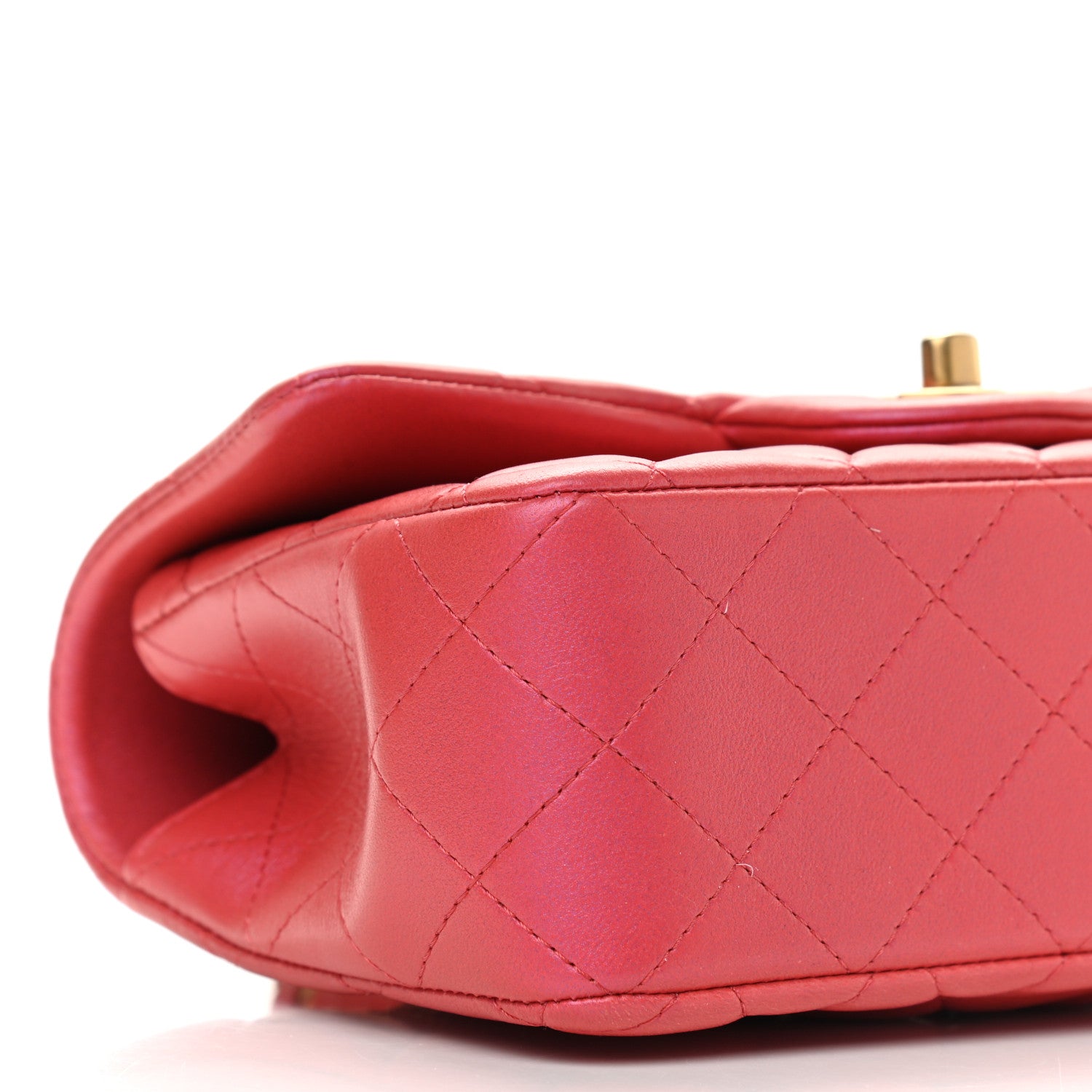 Chanel Iridescent Lambskin Quilted Mini Top Handle Rectangular Flap Red 8 of 9