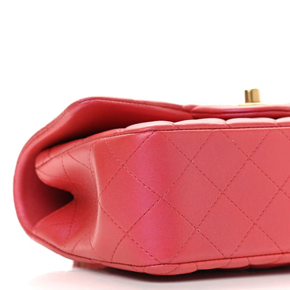 Chanel Iridescent Lambskin Quilted Mini Top Handle Rectangular Flap Red 8 of 9
