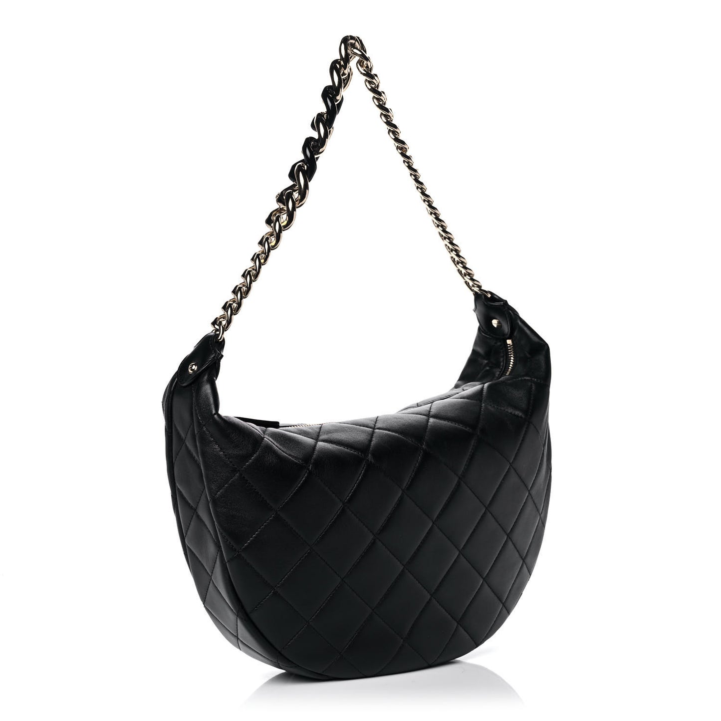 Lambskin Resin Elegant Maxi Hobo Black