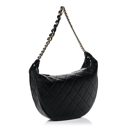 Chanel Lambskin Resin Elegant Maxi Hobo Black 3 of 10