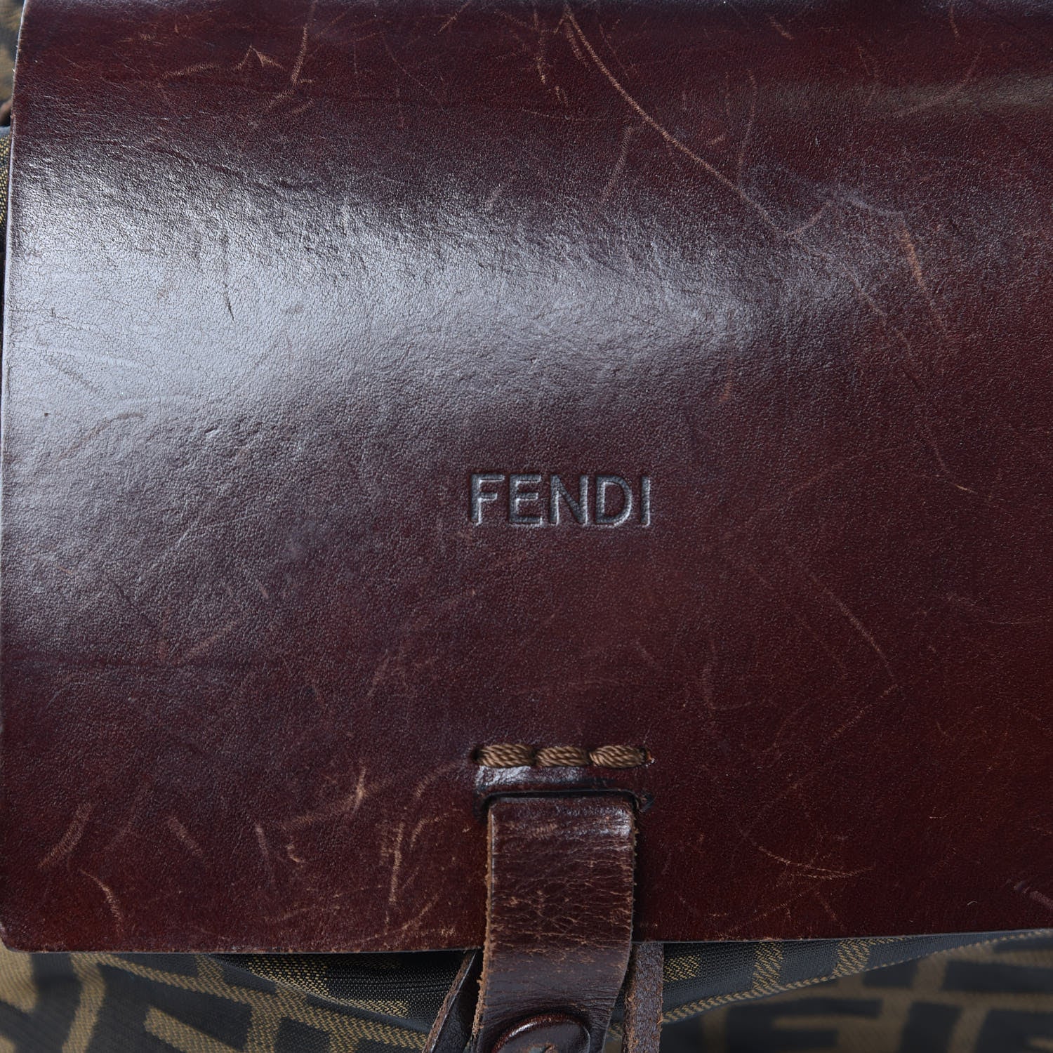 Fendi Zucca Drawstring Flap Backpack Tobacco 8 of 11