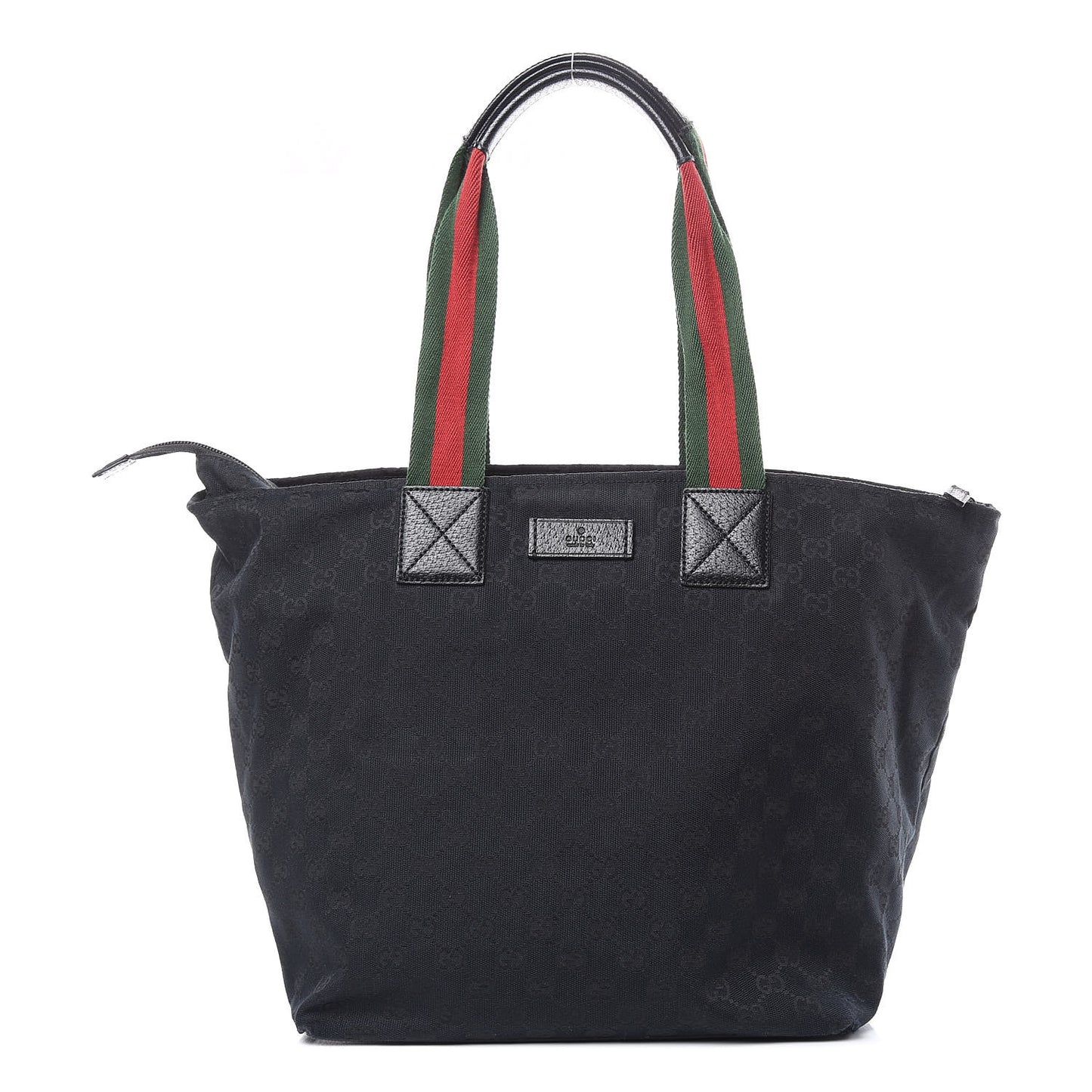 GG Monogram Large Web Handle Bucket Tote Black