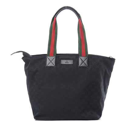 Gucci GG Monogram Large Web Handle Bucket Tote Black 1 of 12