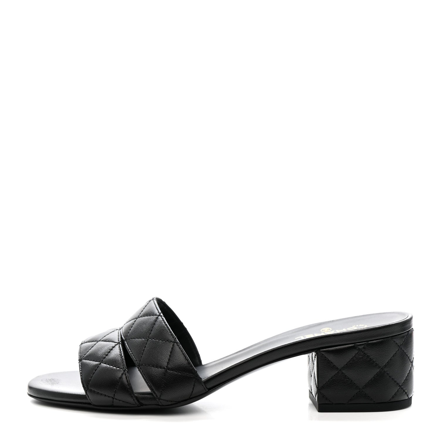 Chanel Lambskin Quilted CC Mules Sandals 39 Black 1 of 10