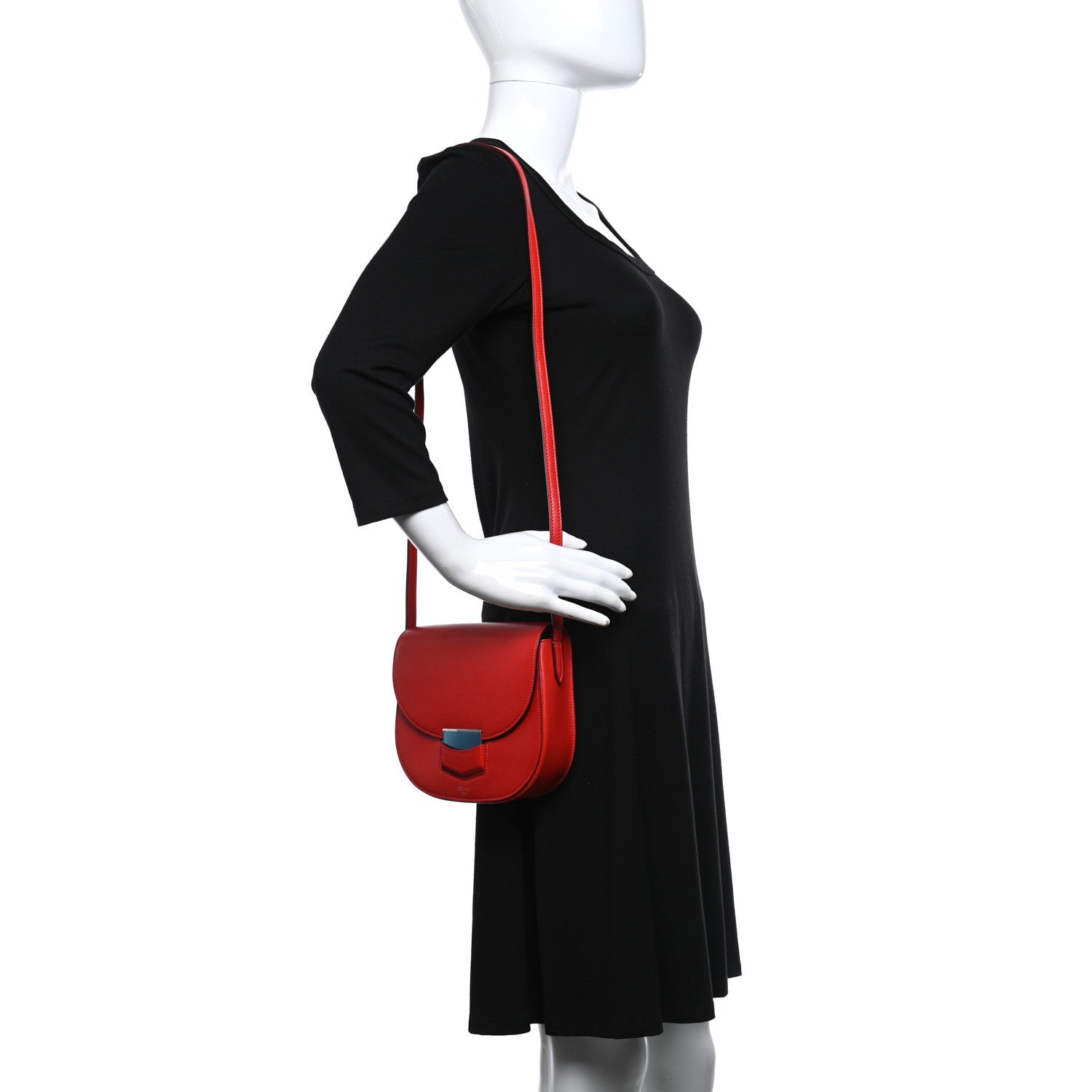 Celine Grained Calfskin Small Trotteur Coquelicot 2 of 8