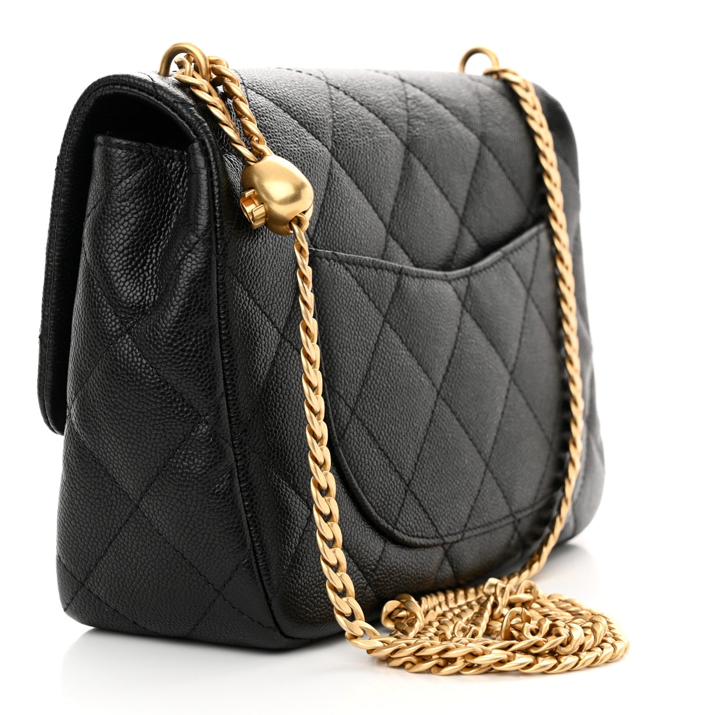 Caviar Quilted Sweetheart Flap Black