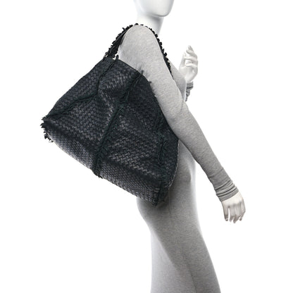 Bottega Veneta Nappa Intrecciato Large Franges Shoulder Bag Black 2 of 11