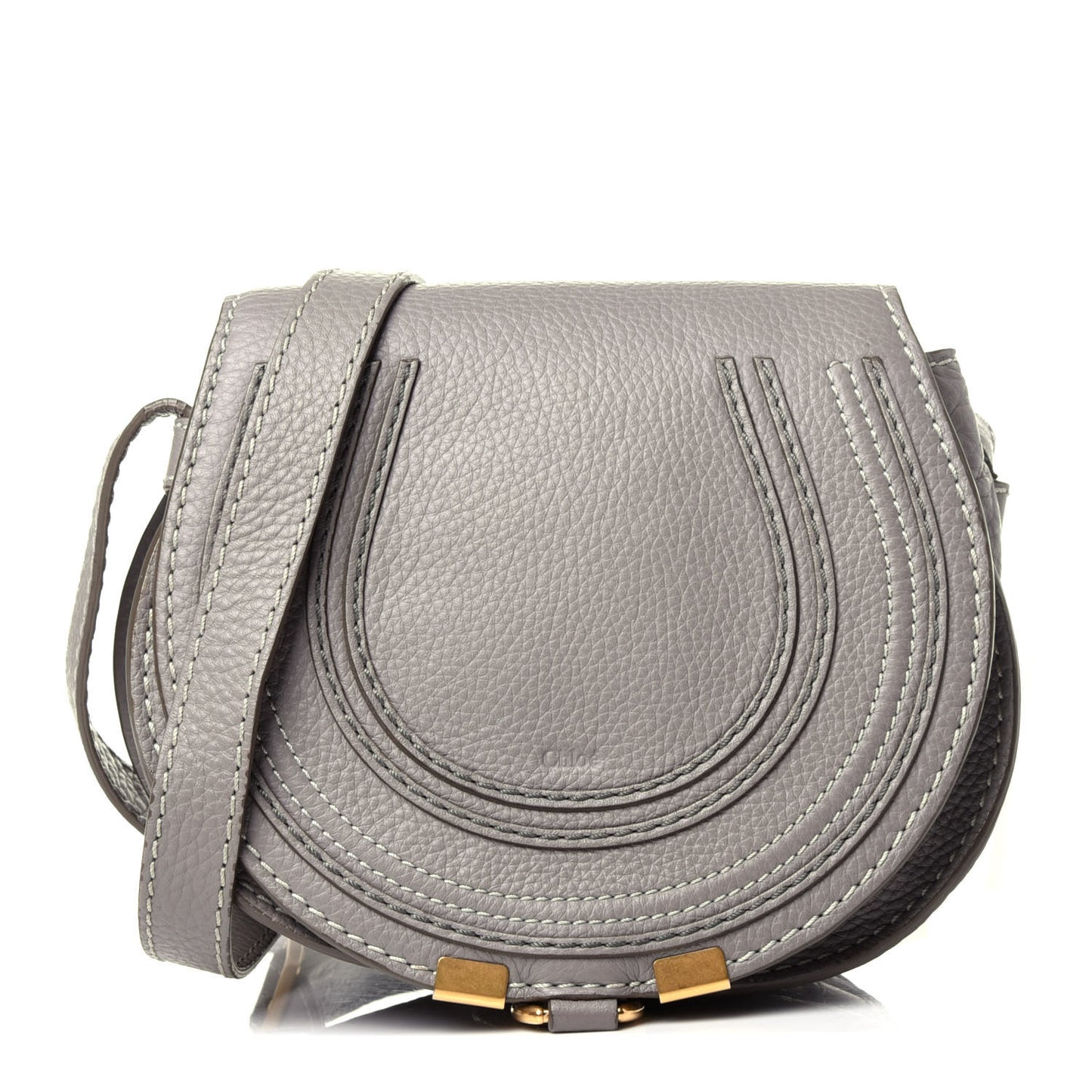 Calfskin Mini Marcie Round Crossbody Bag Cashmere Grey