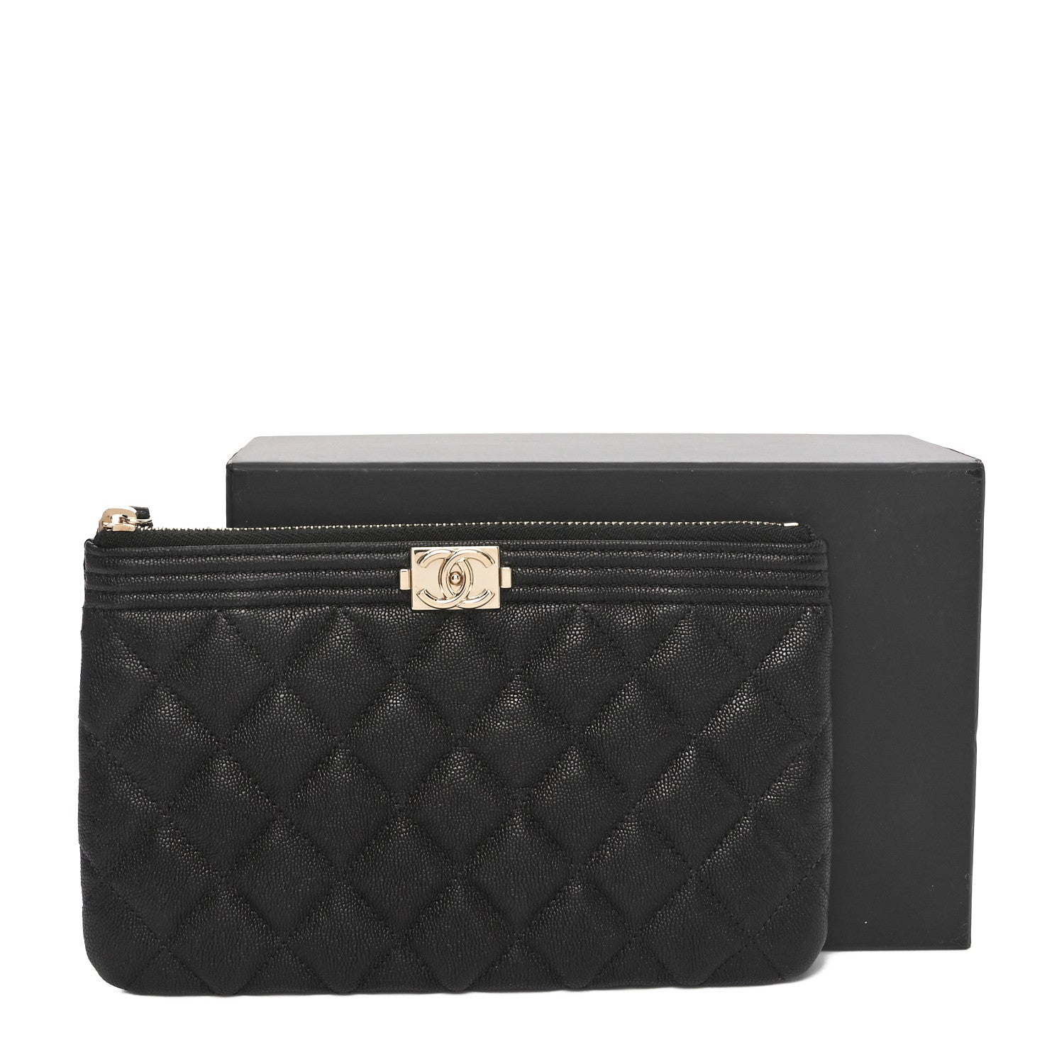 Chanel Caviar Quilted Small Boy Cosmetic Case Black 9 of 9