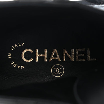 Chanel Shiny Lambskin Quilted Lace Up Combat Boots 36 Black 8 of 9