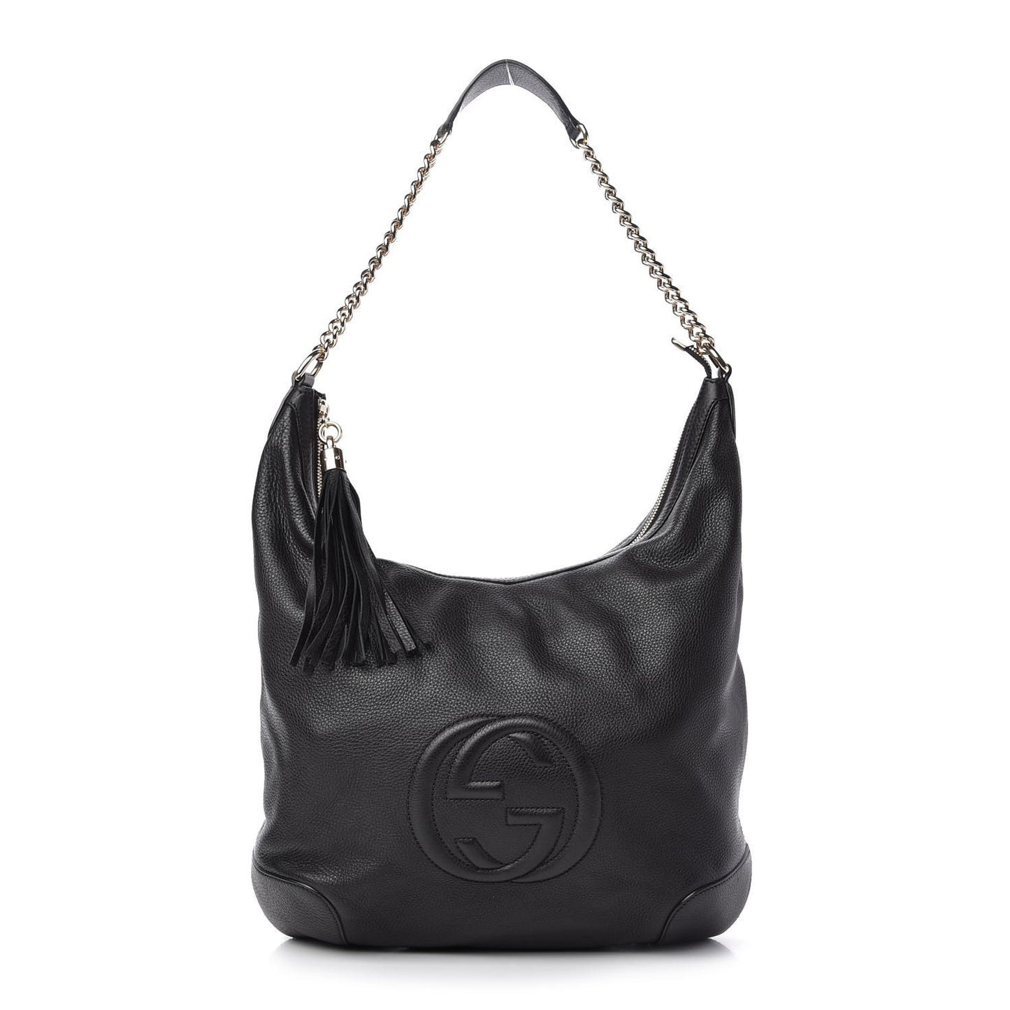 Pebbled Calfskin Medium Soho Chain Hobo Black