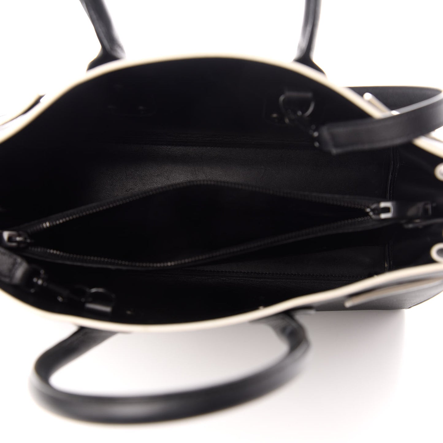 Grained Calfskin Topstitch Small Sac De Jour Black Porcelain