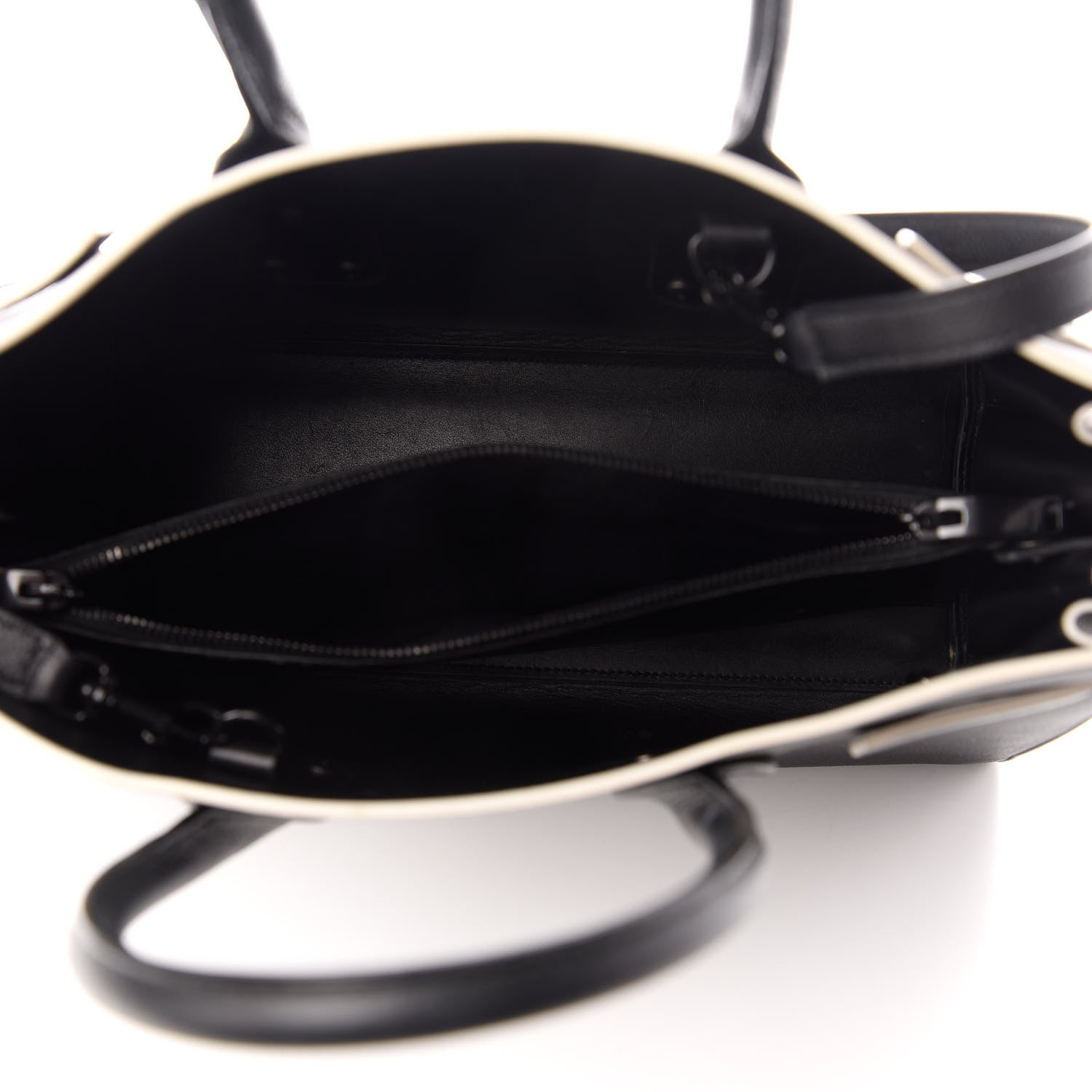 Saint Laurent Grained Calfskin Topstitch Small Sac De Jour Black Porcelain 5 of 9