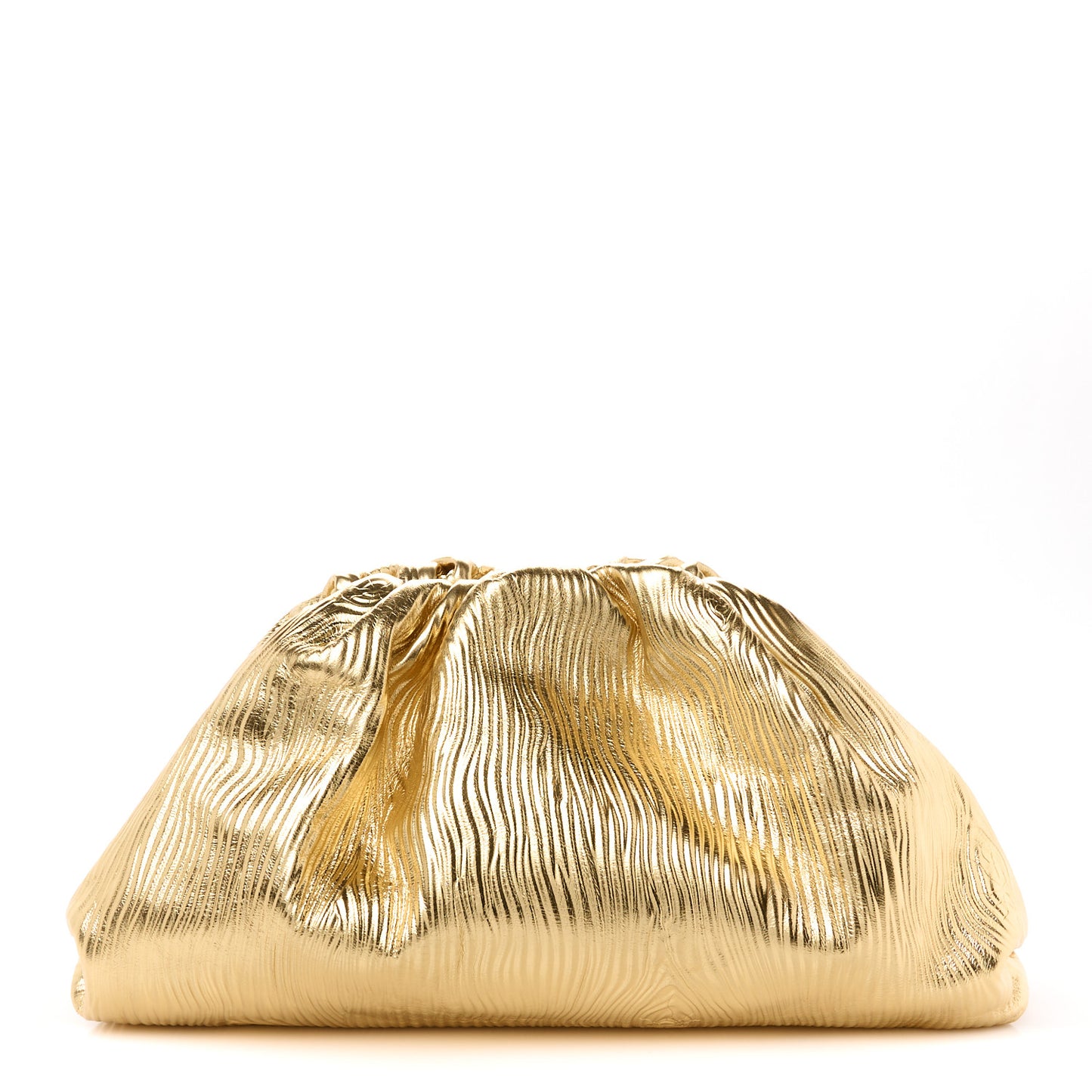 Metallic Bark Calfskin Embossed The Pouch Oversized Clutch Oro