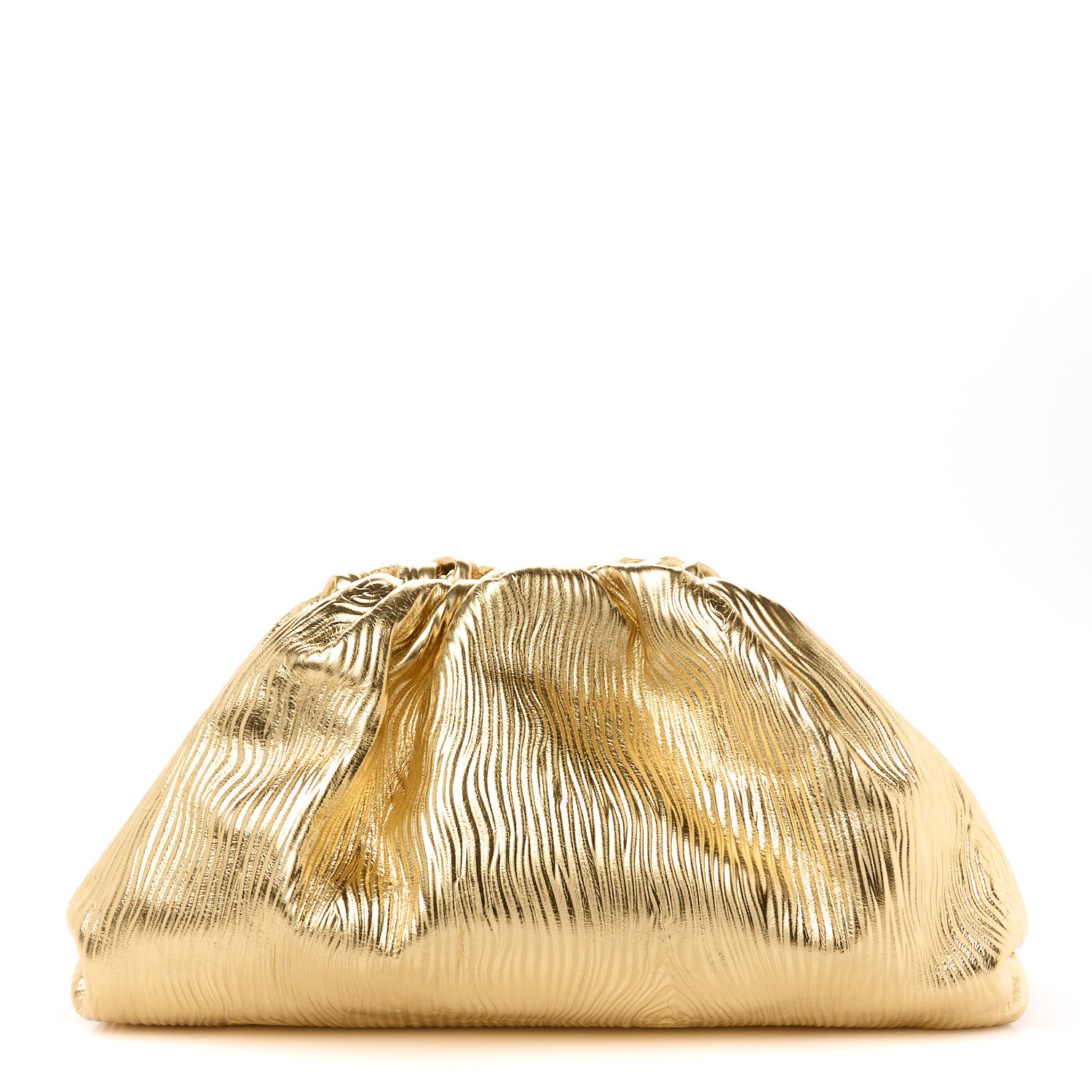 Bottega Veneta Metallic Bark Calfskin Embossed The Pouch Oversized Clutch Oro 1 of 10