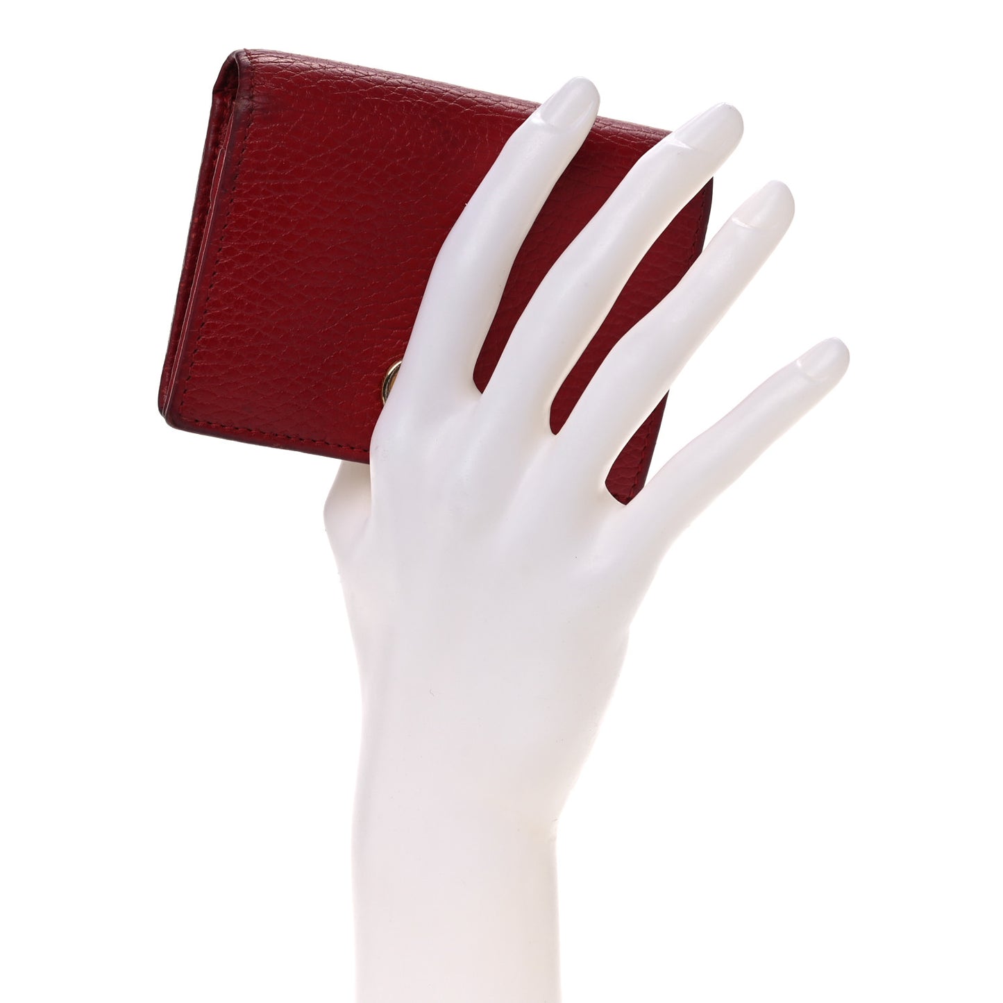 Pebbled Calfskin GG Marmont Card Case Hibiscus Red