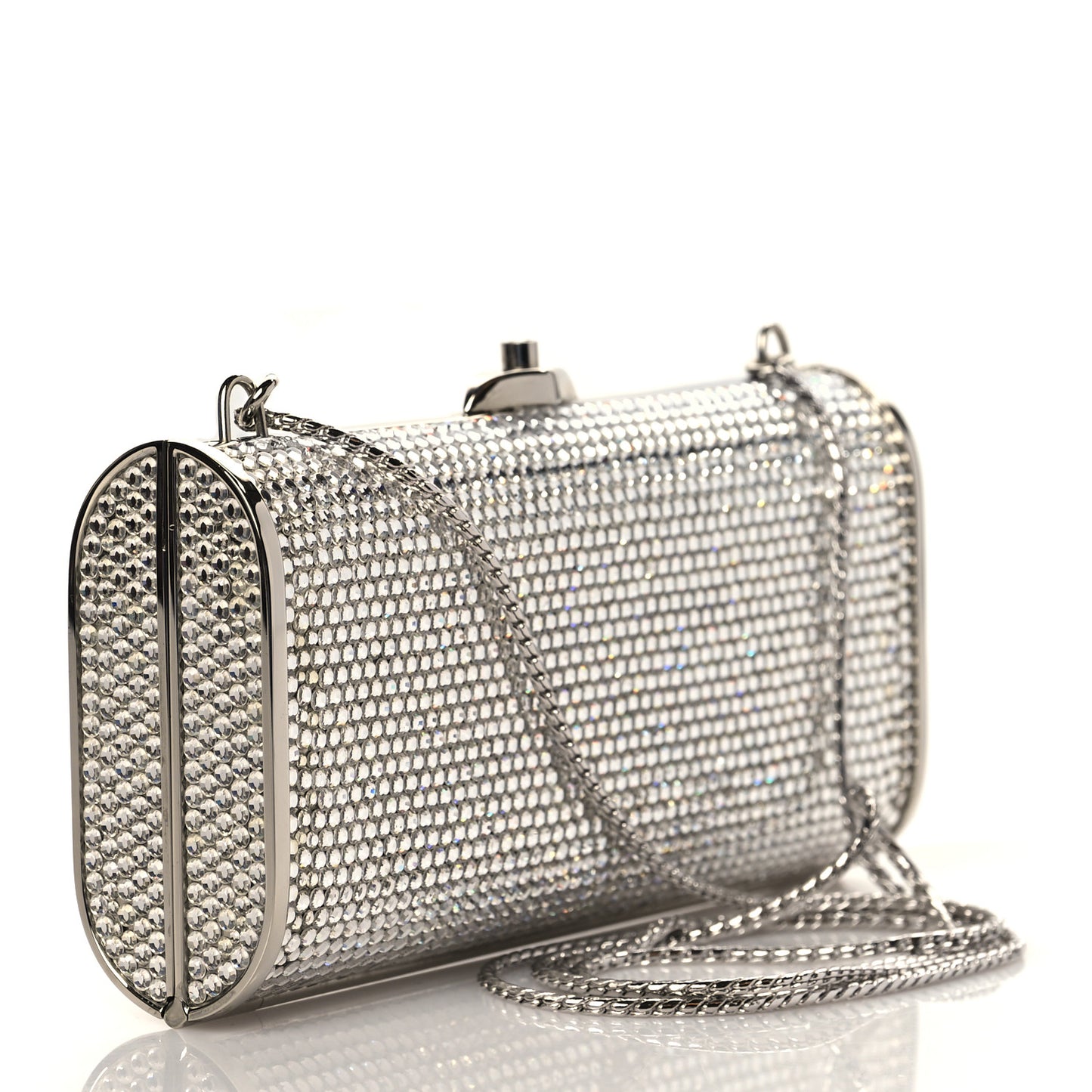 Swarovski Crystal Minaudiere Clutch Silver