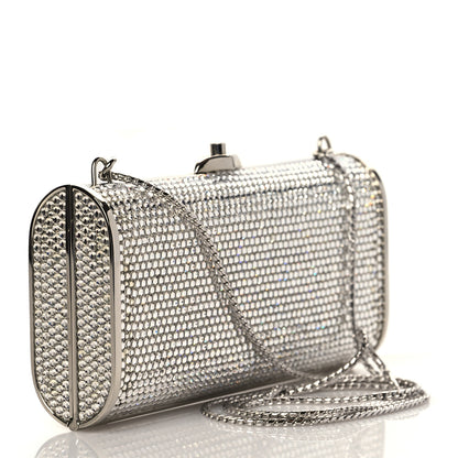 Judith Leiber Swarovski Crystal Minaudiere Clutch Silver 2 of 9