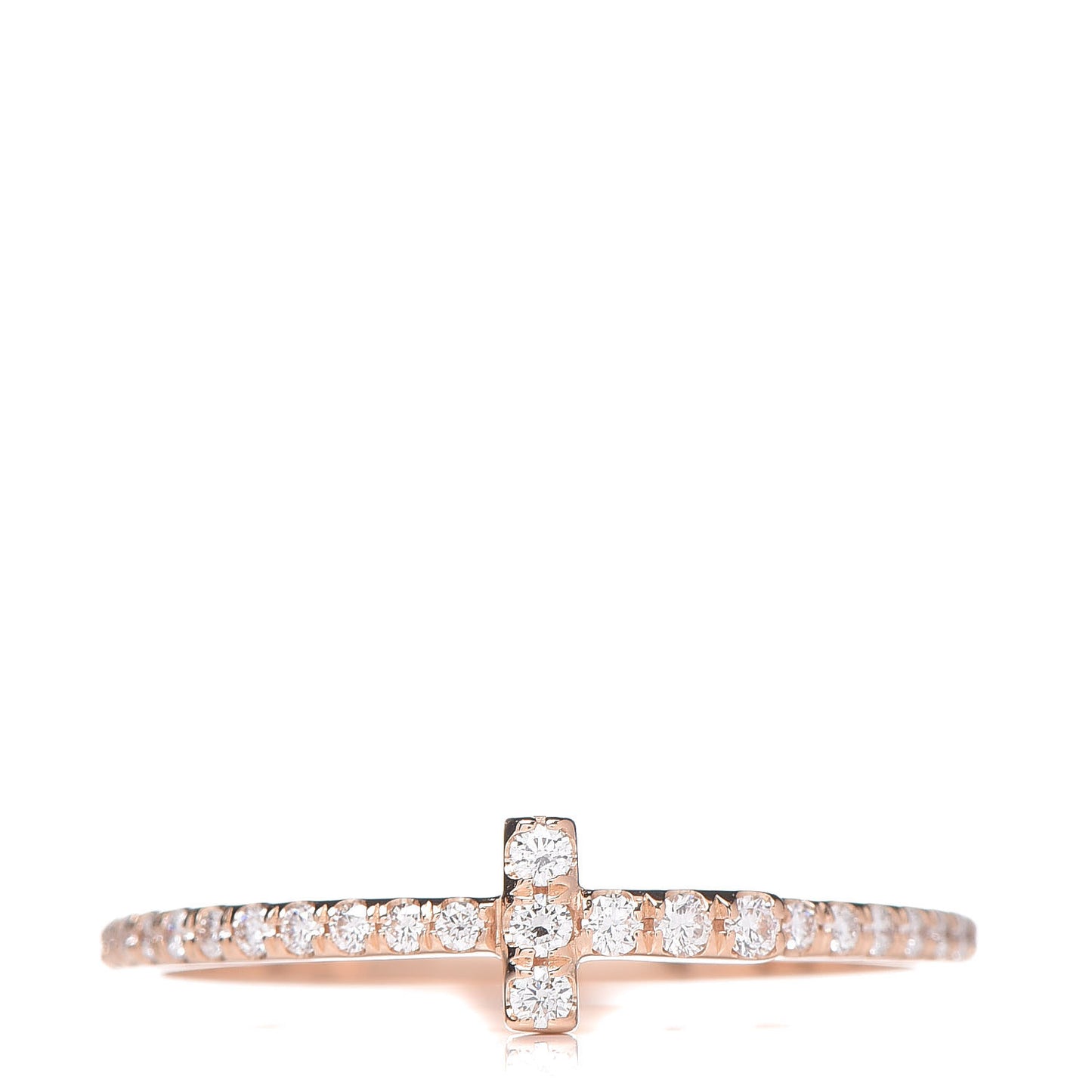 18K Rose Gold Diamond T Wire Band Ring 52 6