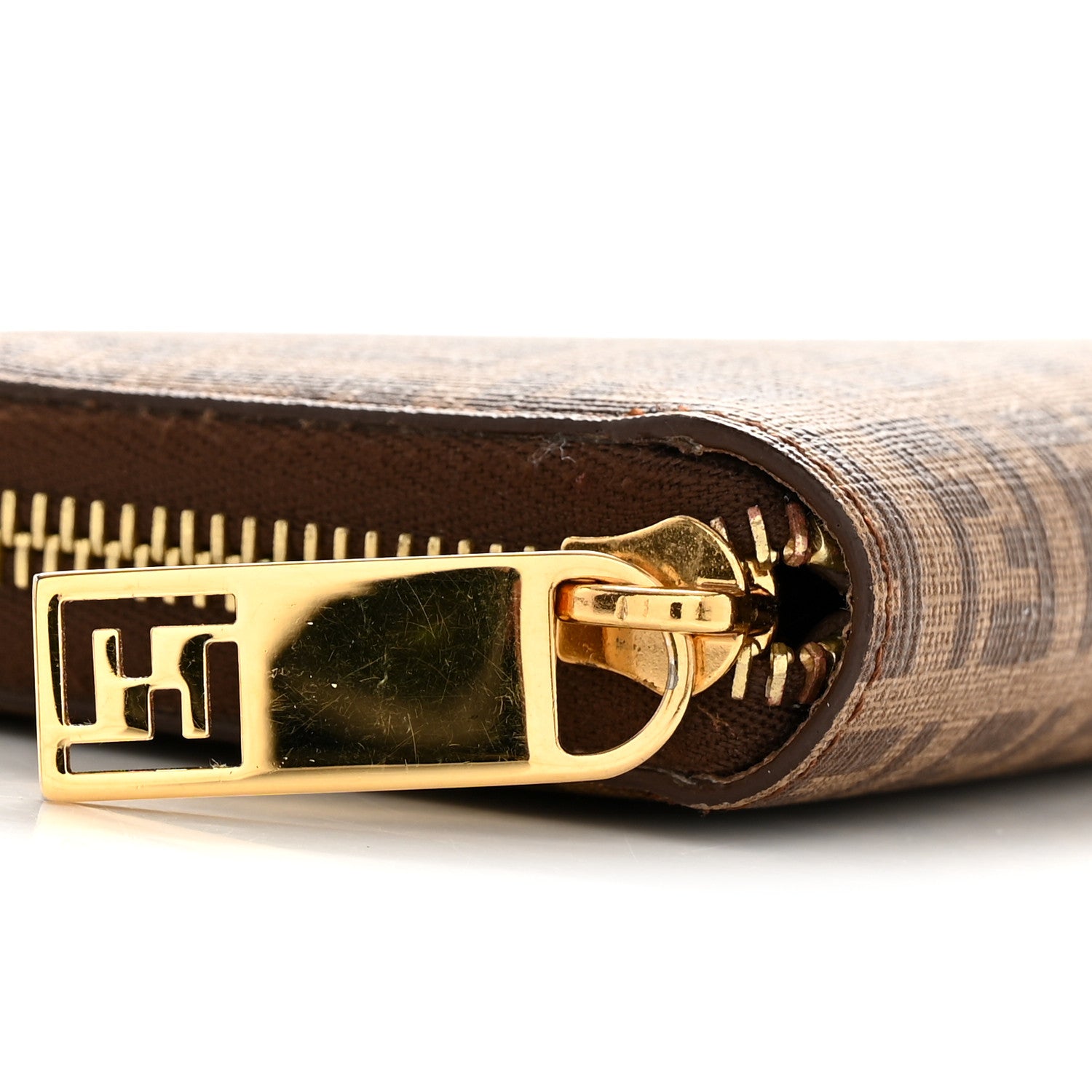 Fendi Zucchino Spalmati Forever Zip Around Wallet Nocciola 1881788