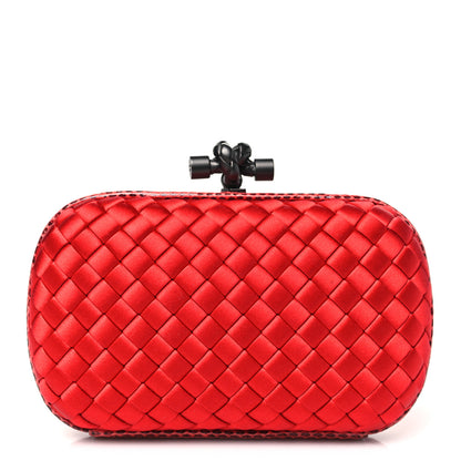 Bottega Veneta Satin Intreccio Impero Ayers Knot Clutch Red 1 of 7