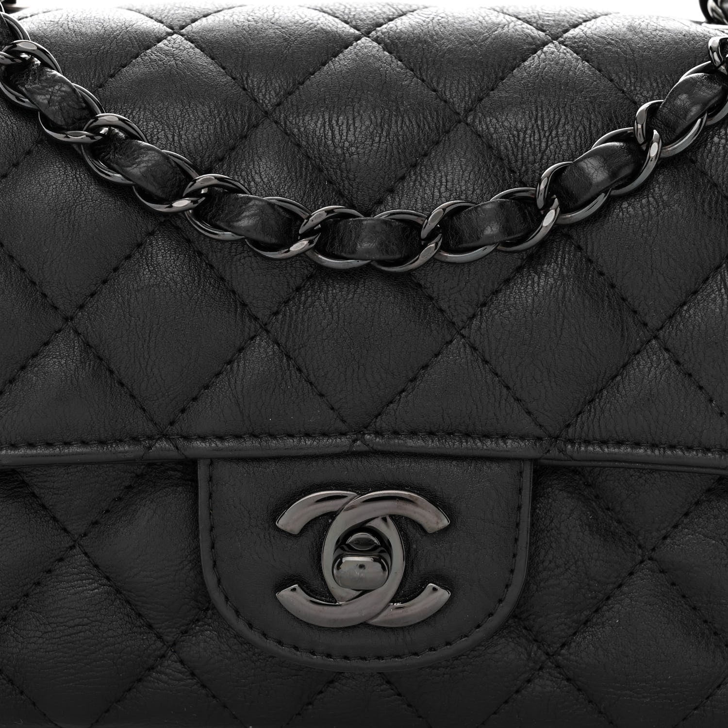Chanel Crumpled Calfskin Quilted Mini Rectangular Flap So Black 8 of 10