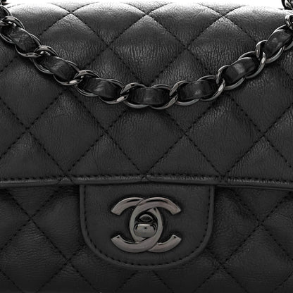 Chanel Crumpled Calfskin Quilted Mini Rectangular Flap So Black 8 of 10