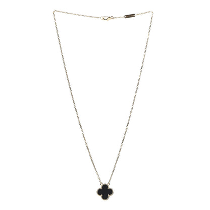 Van Cleef & Arpels 18K Yellow Gold Black Onyx Vintage Alhambra Pendant Necklace 2 of 6