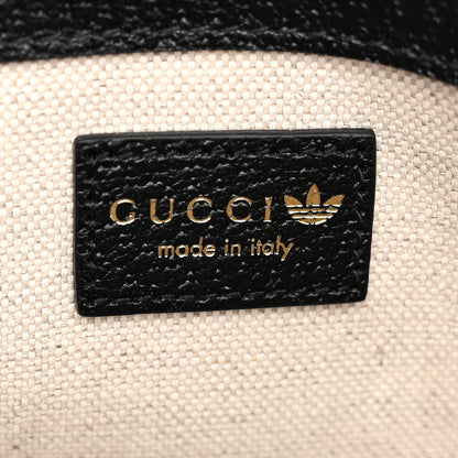 Gucci X ADIDAS Textured Dollar Calfskin Web Trefoil Mini Horsebit 1955 Shoulder Bag Black Off White 7 of 12