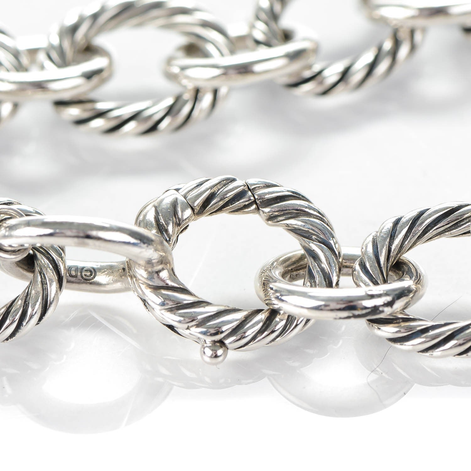 David Yurman Sterling Silver 12mm Large Oval Link Bracelet 3 of 7