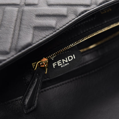 Fendi Nappa FF 1974 Embossed Large Baguette Black 9 of 13