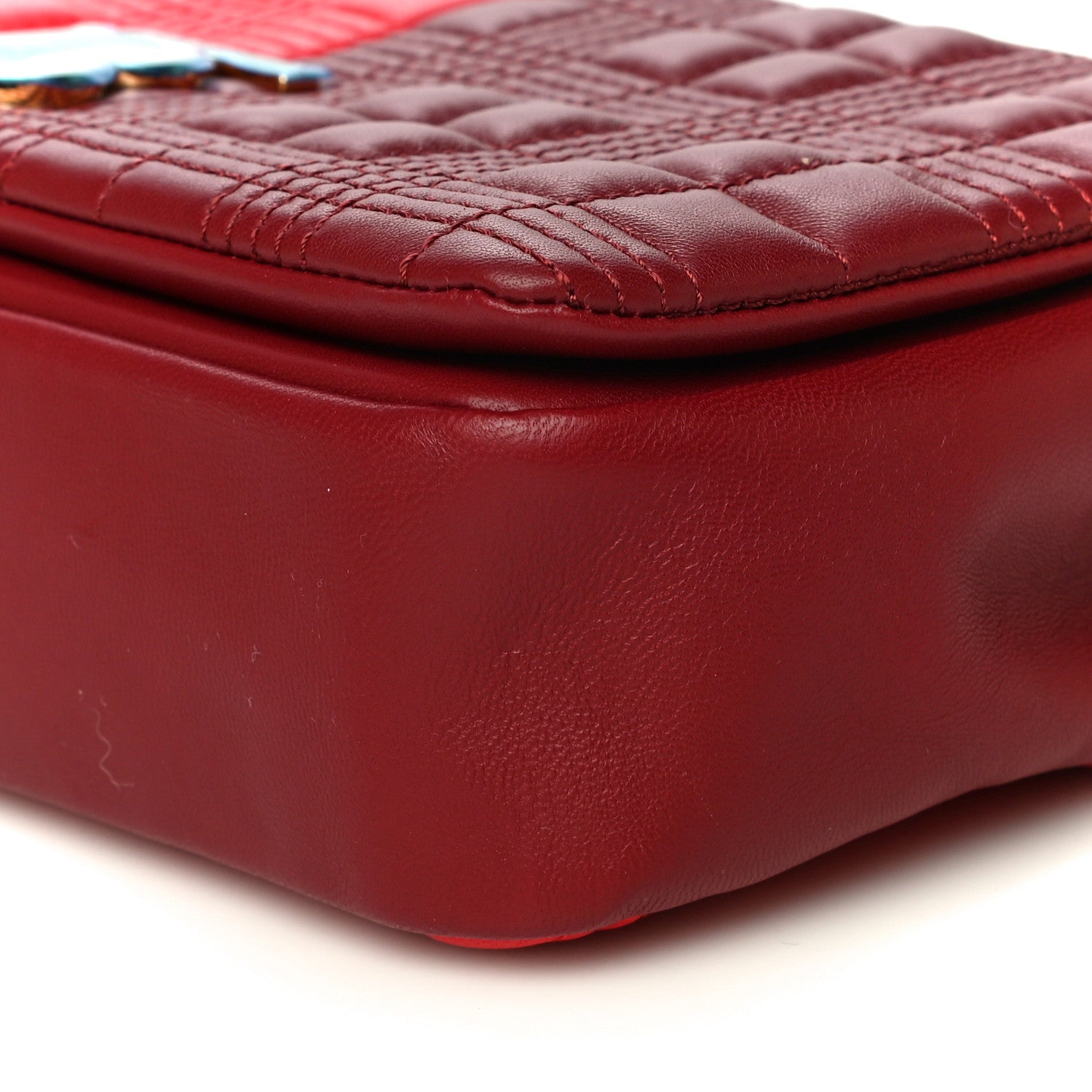 Burberry Lambskin Quilted Small Lola Bag Bright Red Dark Crimson 10 of 10