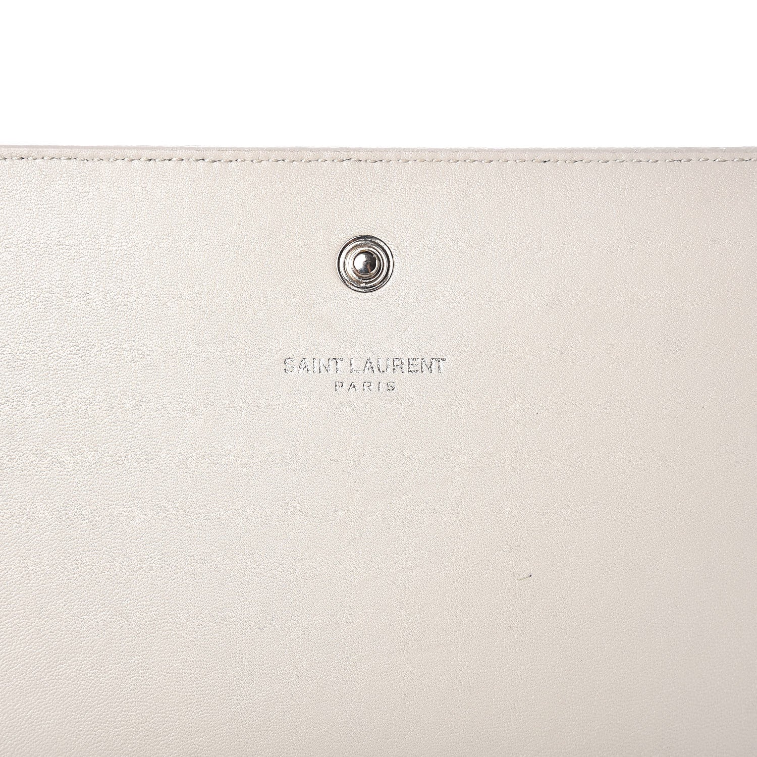 Saint Laurent Calfskin Crocodile Embossed Monogram Kate Wallet on Chain Perle 6 of 9