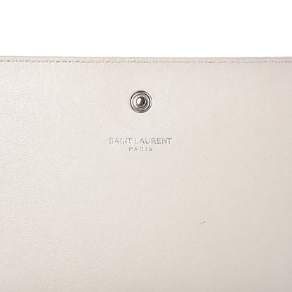 Saint Laurent Calfskin Crocodile Embossed Monogram Kate Wallet on Chain Perle 6 of 9