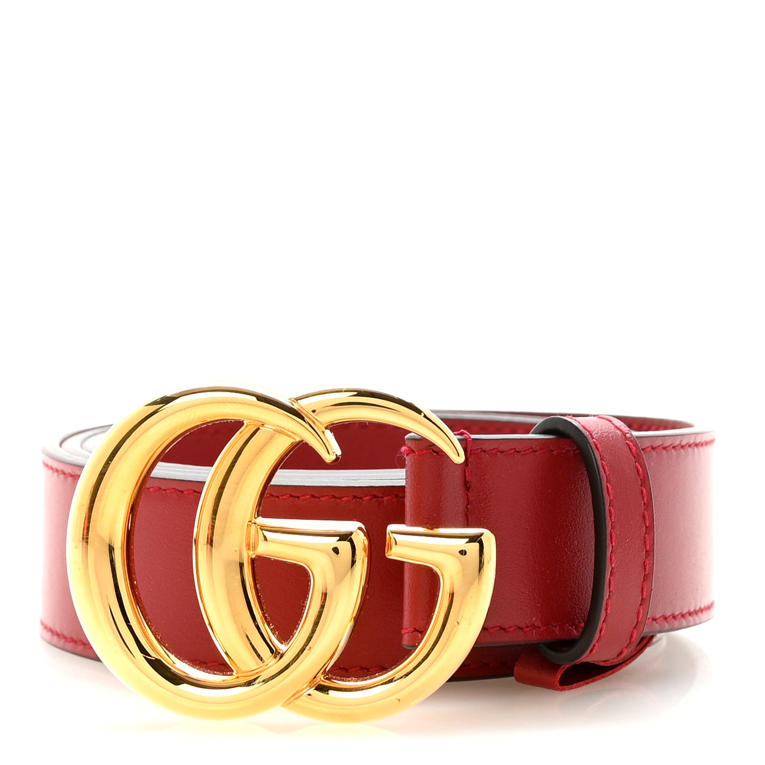 Gucci Plutone Calfskin Double G 30mm Belt 80 32 Rosso 1 of 5