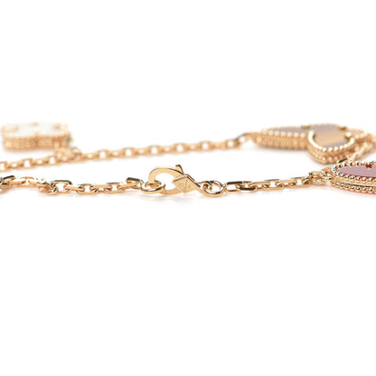 Van Cleef & Arpels 18K Yellow Gold Mother of Pearl Malachite Carnelian Tiger Eye 4 Motifs Lucky Alhambra Bracelet 4 of 7