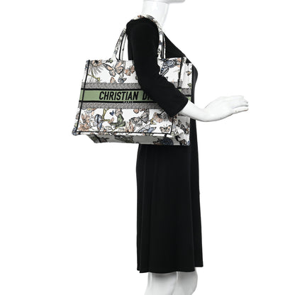Christian Dior Canvas Embroidered Toile de Jouy Mexico Medium Book Tote White Multicolor 2 of 13