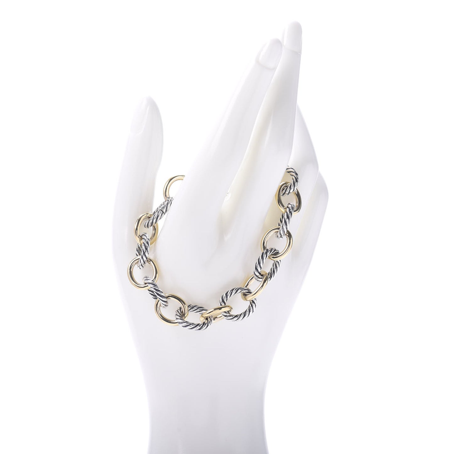 Sterling Silver 18K Yellow Gold 12mm Large Oval Link Bracelet