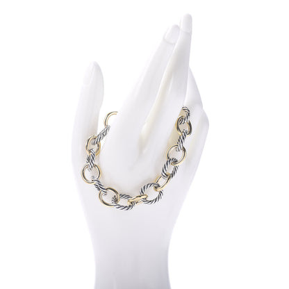 David Yurman Sterling Silver 18K Yellow Gold 12mm Large Oval Link Bracelet 2 of 4