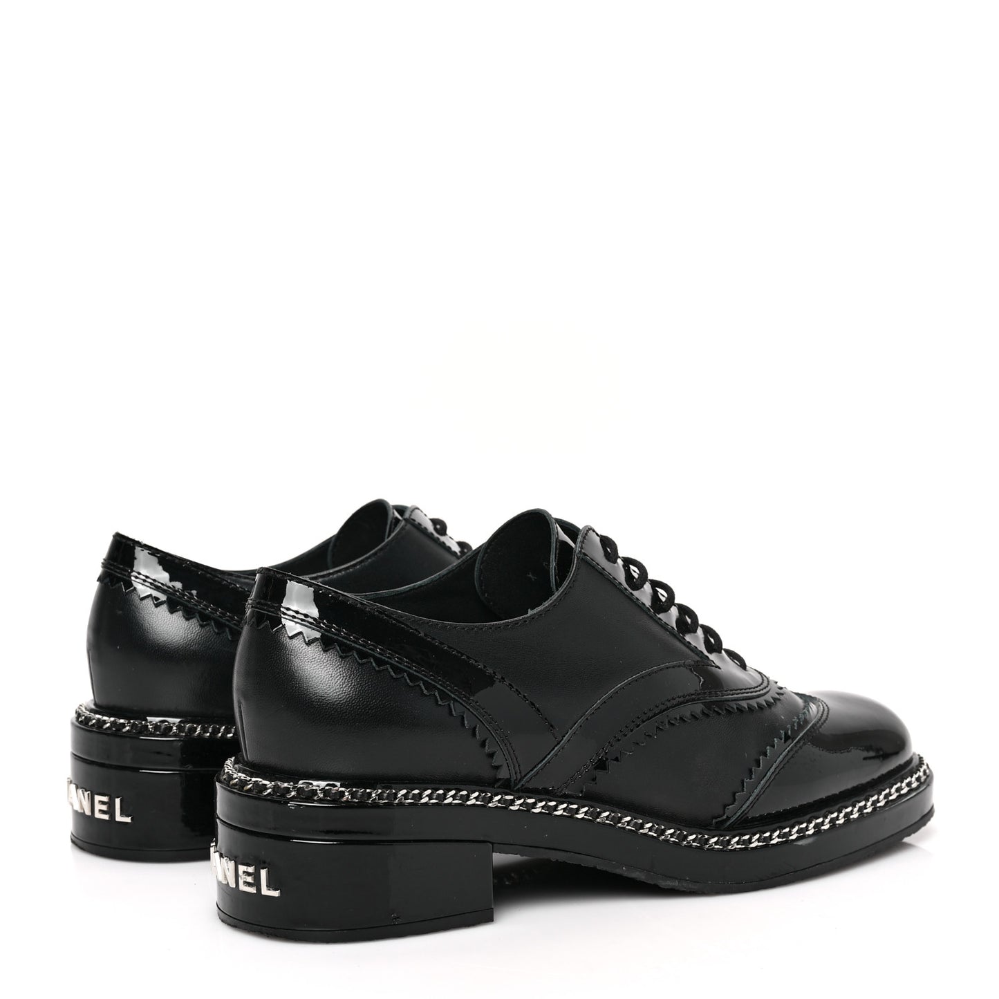 Lambskin Patent Calfskin CC Brogue Lace Up Oxfords 39.5 Black