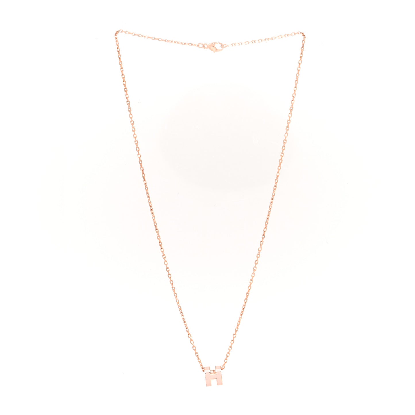 Lacquered Rose Gold Mini Pop H Pendant Necklace Rose Dragee
